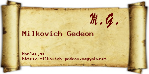 Milkovich Gedeon névjegykártya